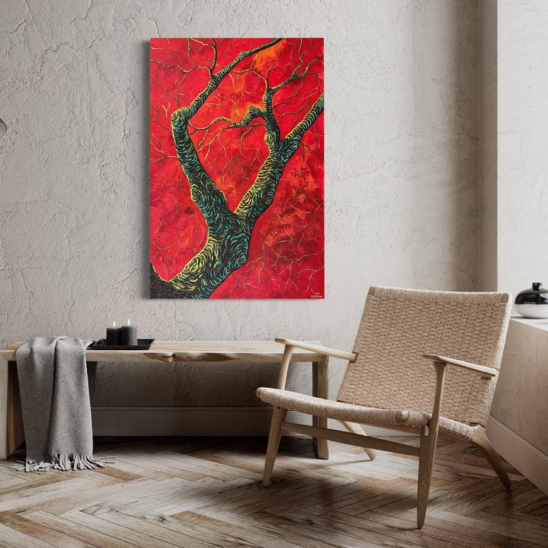 Original Abstract Expressionism Nature Painting by Kerime Elibuyuk