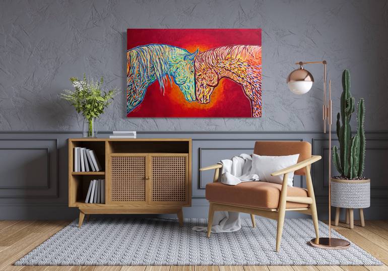Original Abstract Horse Painting by Kerime Elibuyuk