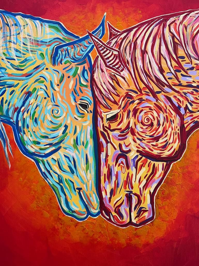Original Abstract Horse Painting by Kerime Elibuyuk