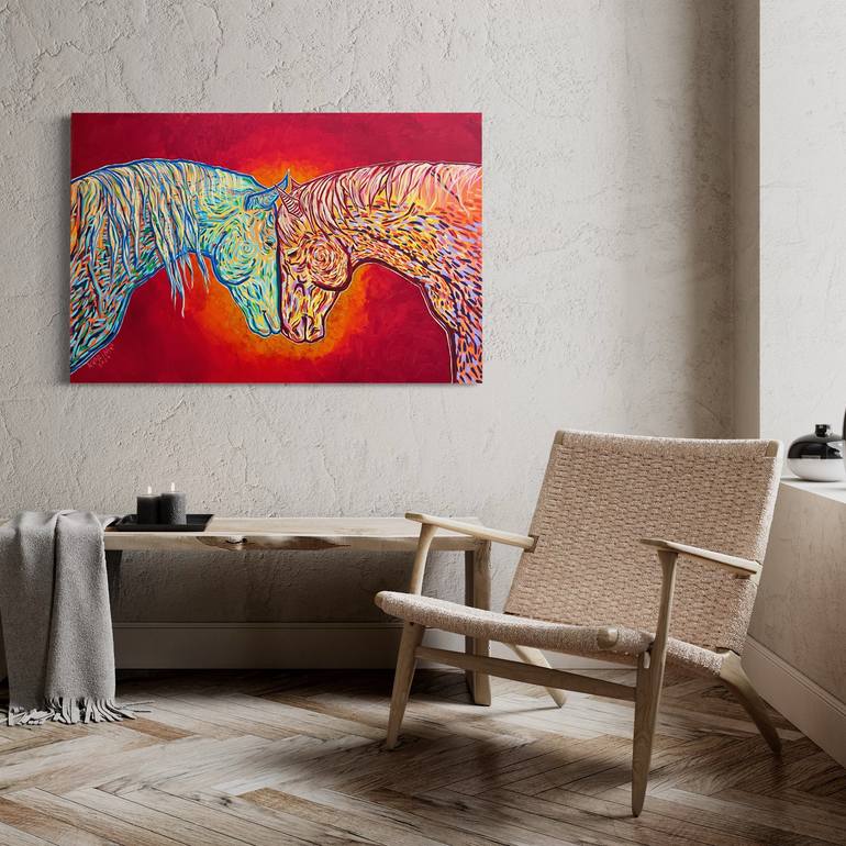 Original Abstract Horse Painting by Kerime Elibuyuk