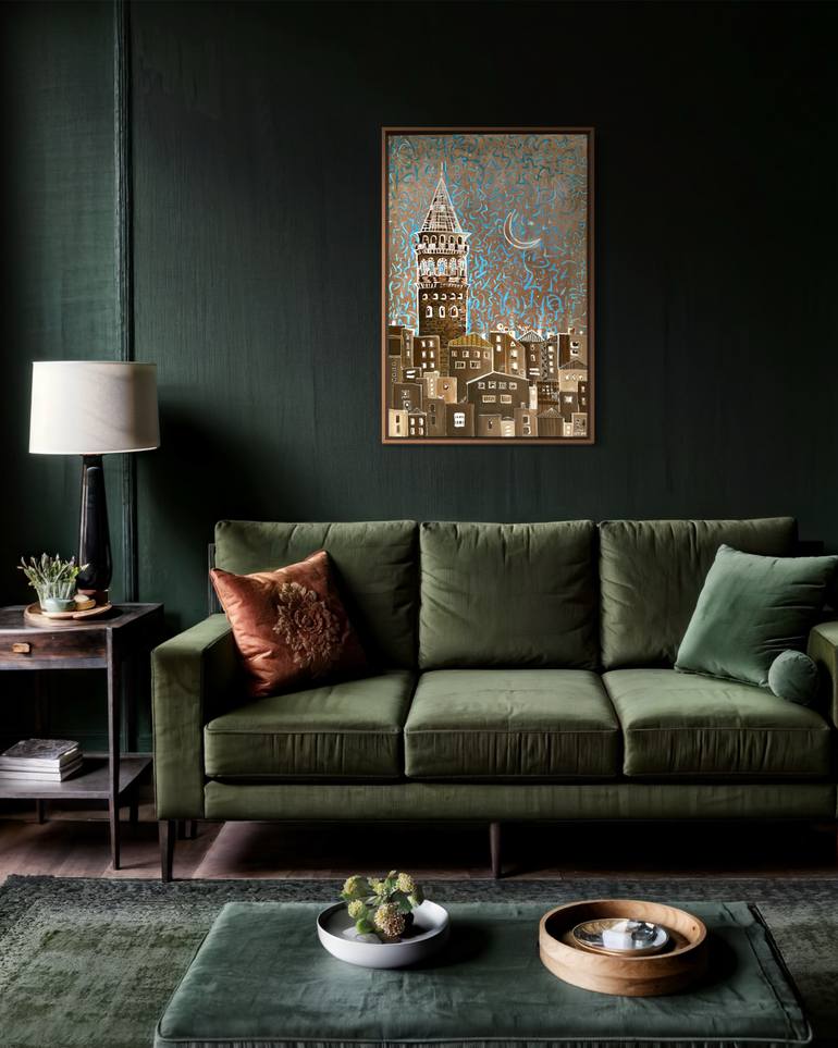 Original Abstract Expressionism Landscape Painting by Kerime Elibuyuk