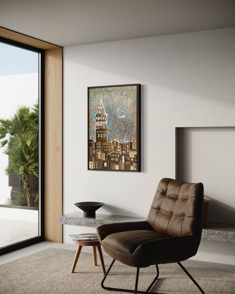 Original Abstract Expressionism Landscape Painting by Kerime Elibuyuk