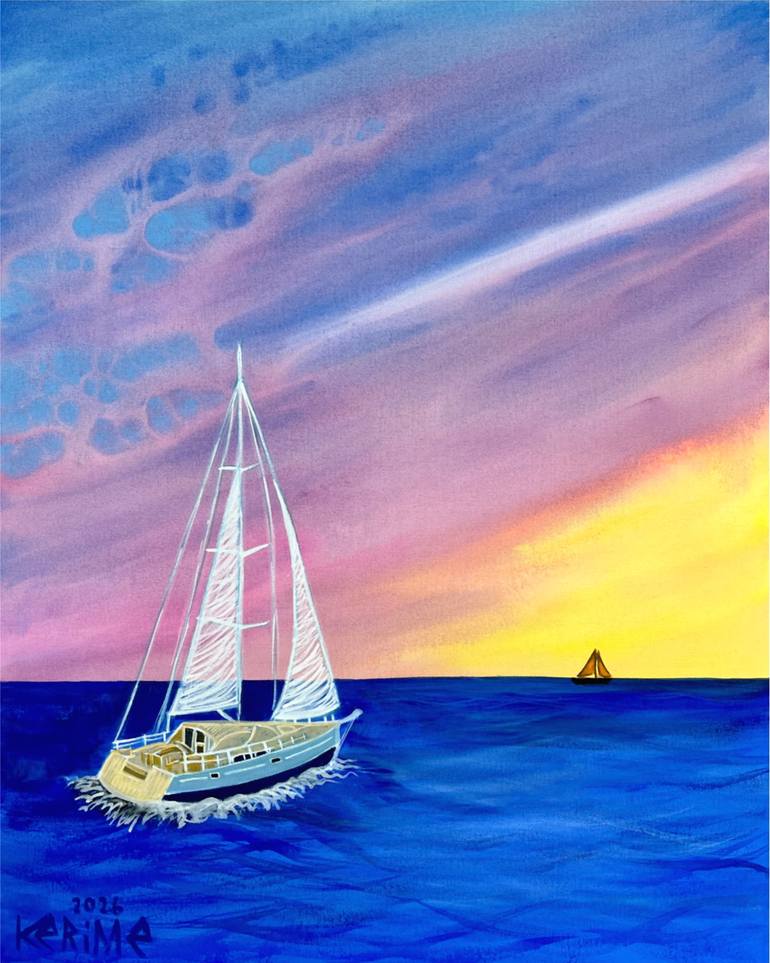 Original Seascape Painting by Kerime Elibuyuk | Impressionism Art on Canvas | The Way Back