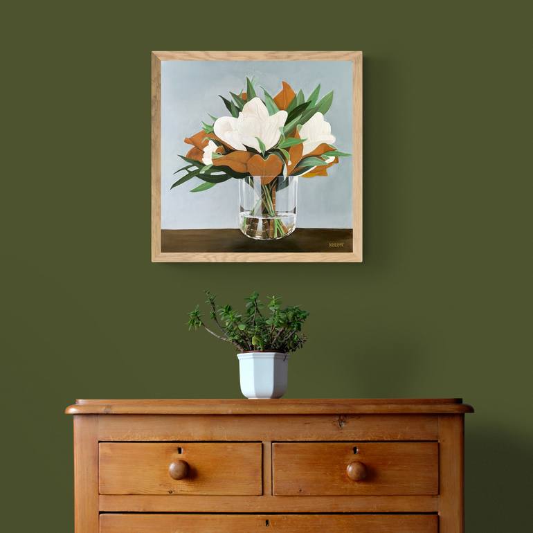 Original Minimalism Floral Painting by Kerime Elibuyuk