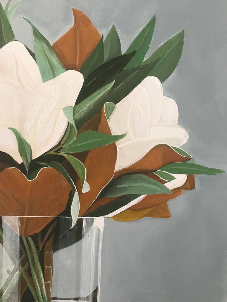 Original Minimalism Floral Painting by Kerime Elibuyuk