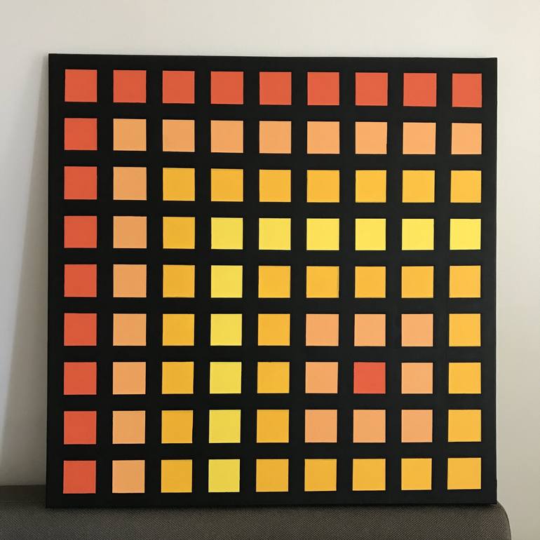 Original Abstract Geometric Painting by Kerime Elibuyuk