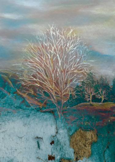 Winter leafles tree in the blue emerald forest - Limited Edition of 5 thumb