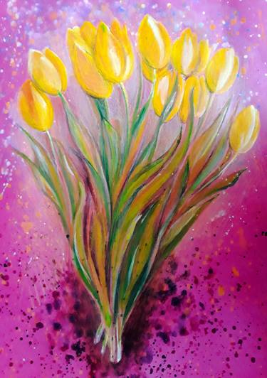 Print of Realism Floral Mixed Media by Diana Editoiu