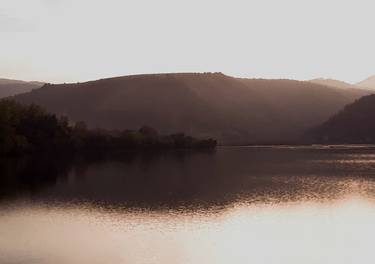 Sepia mountain lake sunset thumb