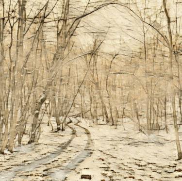 Faded beige winter forest landscape thumb