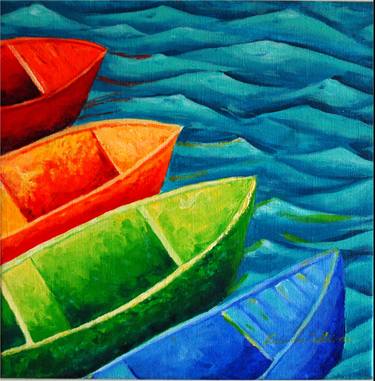 Original Figurative Boat Paintings by Zarina Tollini