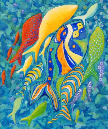 Original Figurative Fish Paintings by Zarina Tollini