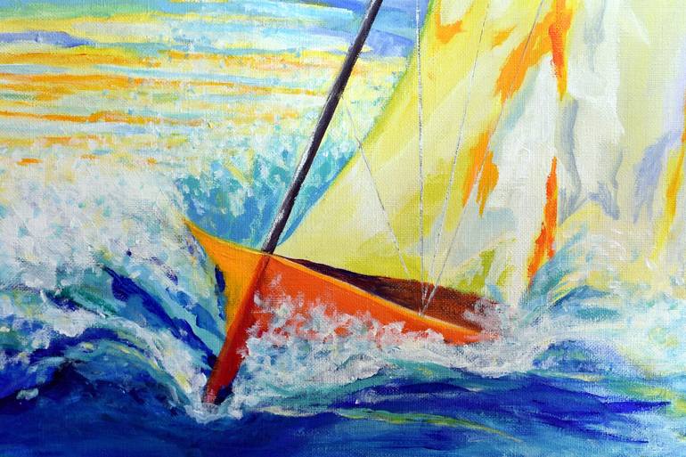 Original Realism Boat Painting by Zarina Tollini