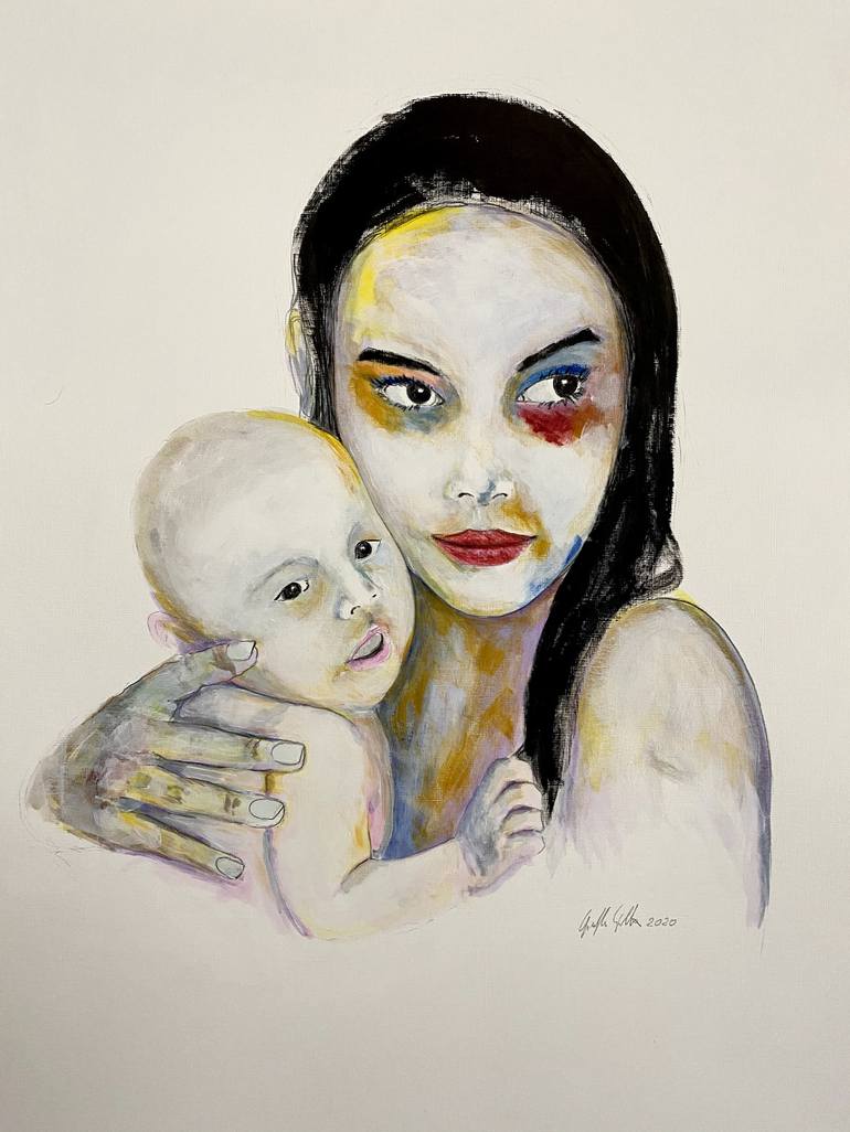 Woman with baby on white Painting by Giuseppe Cipolla | Saatchi Art