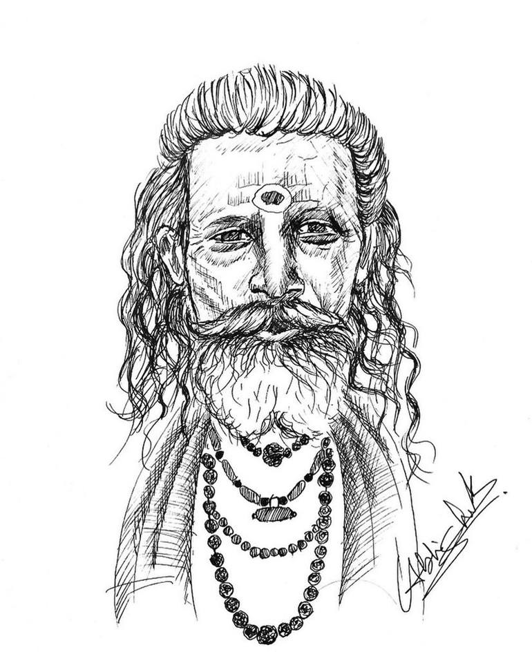 sadhu portrait Drawing by abhishek yadav | Saatchi Art