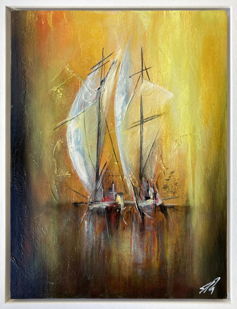 Original Abstract Boat Painting by James Rooney