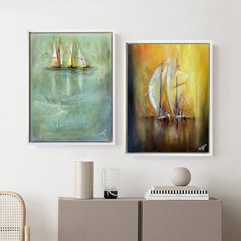 Original Abstract Boat Painting by James Rooney