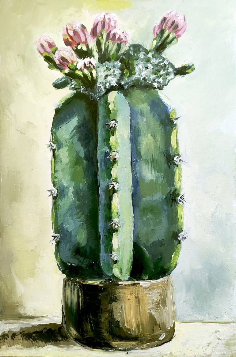Cactus on Black Canvas Painting Tutorial