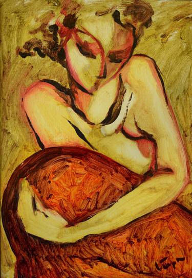 Print of Women Paintings by Maro Mkhitaryan