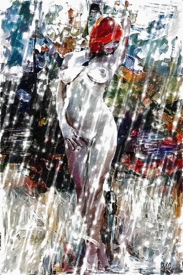 Redhead virgo in the rain.Color pencil.Variation 2. - Limited Edition of 10 thumb