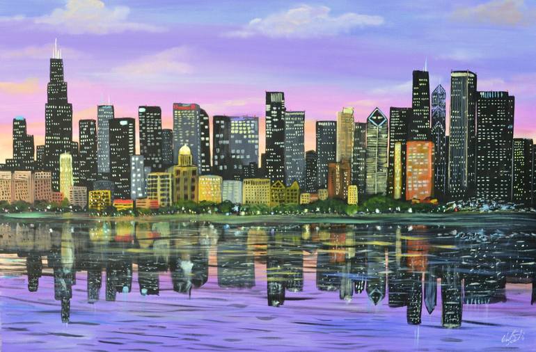 chicago skyline art canvas