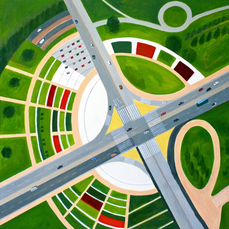 Interchange with Garden Painting by Toni Silber-Delerive | Saatchi Art