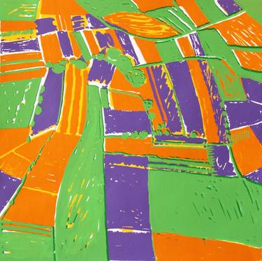 Original Abstract Aerial Printmaking by Toni Silber-Delerive