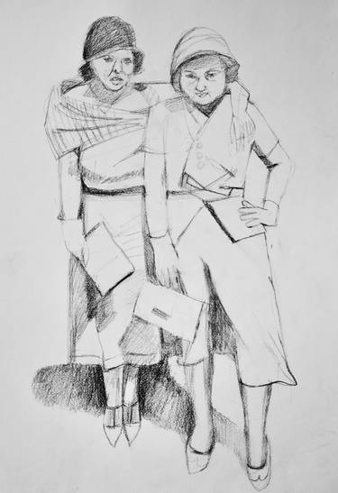 Original Figurative People Drawings by Toni Silber-Delerive