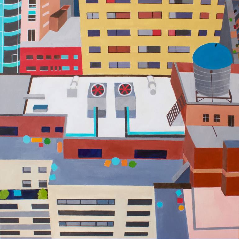 Nyc Roof With Water Tank Painting By Toni Silber Delerive Saatchi Art