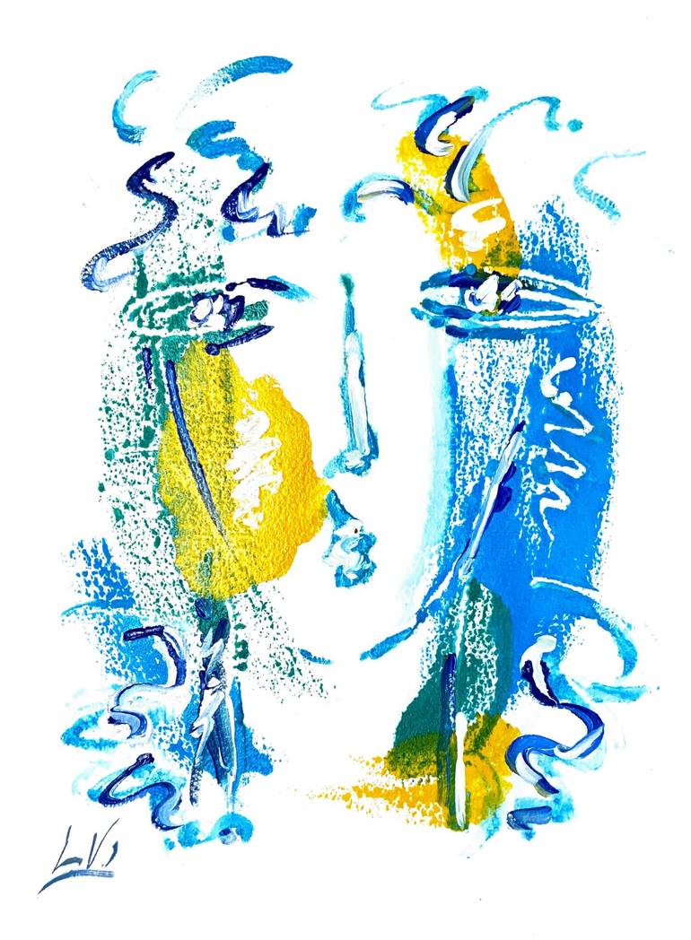 Original People Printmaking by Leonid Vidrak  Figurative Art on Paper  Faces