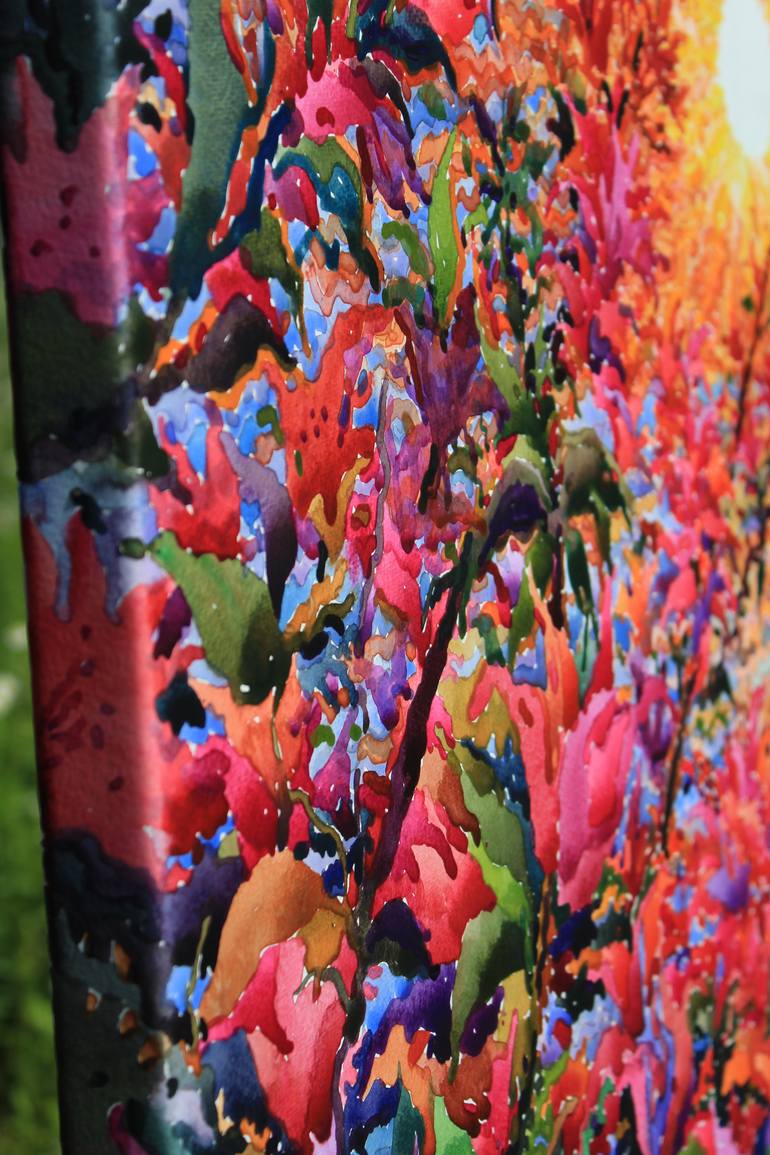Original Impressionism Floral Painting by Tanbelia Art
