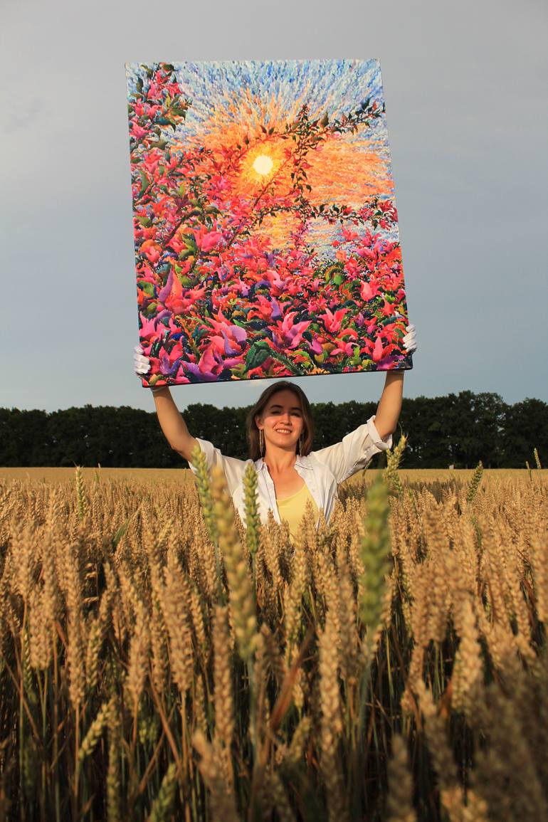 Original Impressionism Floral Painting by Tanbelia Art