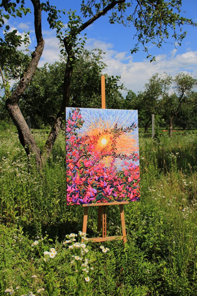 Original Impressionism Floral Painting by Tanbelia Art