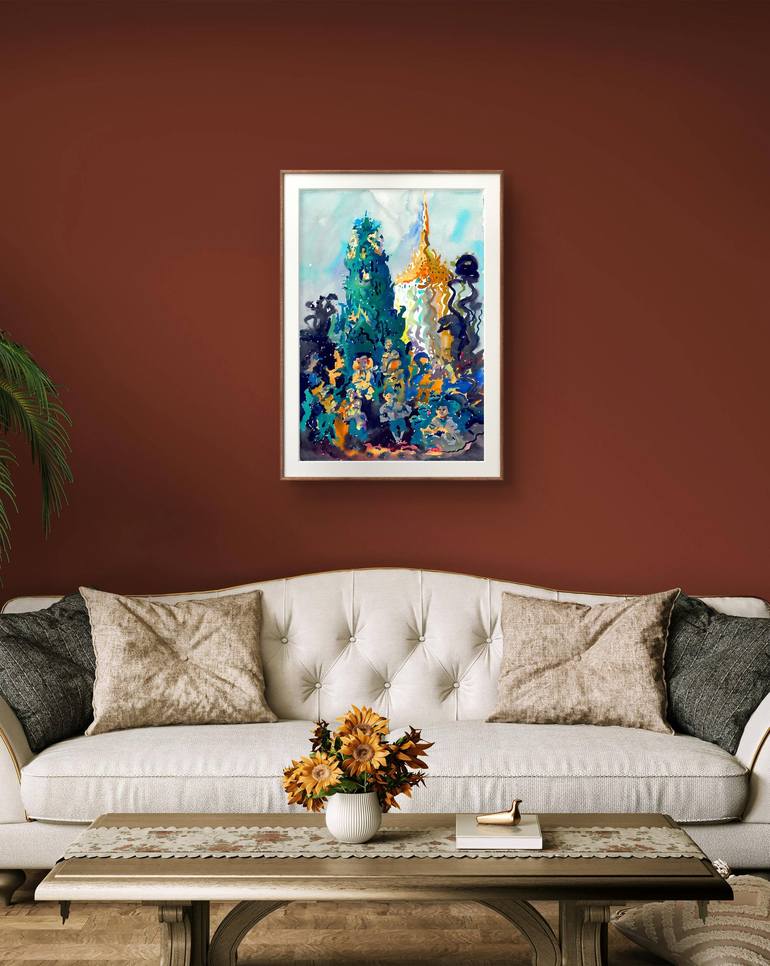 Original Impressionism Architecture Painting by Tanbelia art