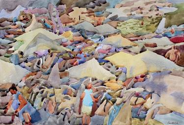 Print of Impressionism Beach Paintings by Tanbelia art