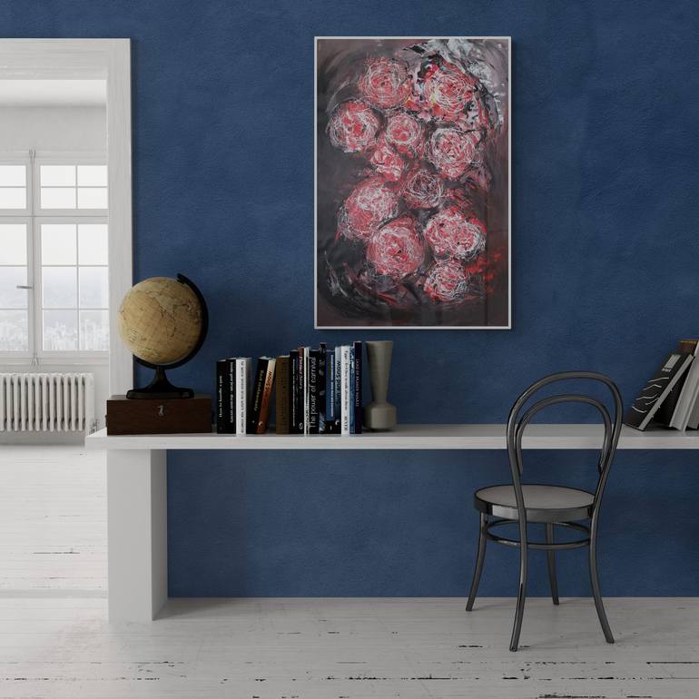 Original Abstract Expressionism Floral Painting by Iryna Calinicenco