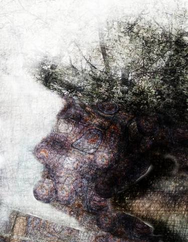 Original Abstract Expressionism Portrait Digital by Iryna Calinicenco