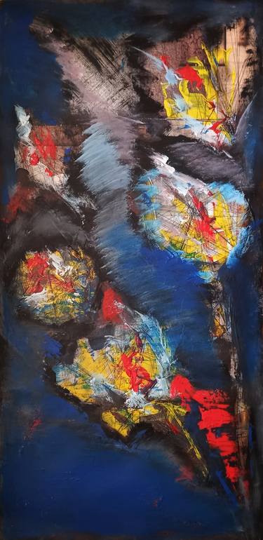 Original Abstract Expressionism Floral Mixed Media by Iryna Calinicenco