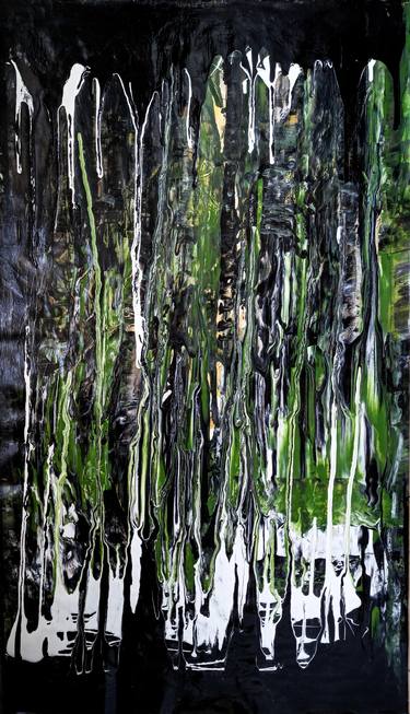 Russian birch forest Abstract forest Abstract Birch Grove picture Acrylic modern painting on canvas Gold green wall art. landscape thumb