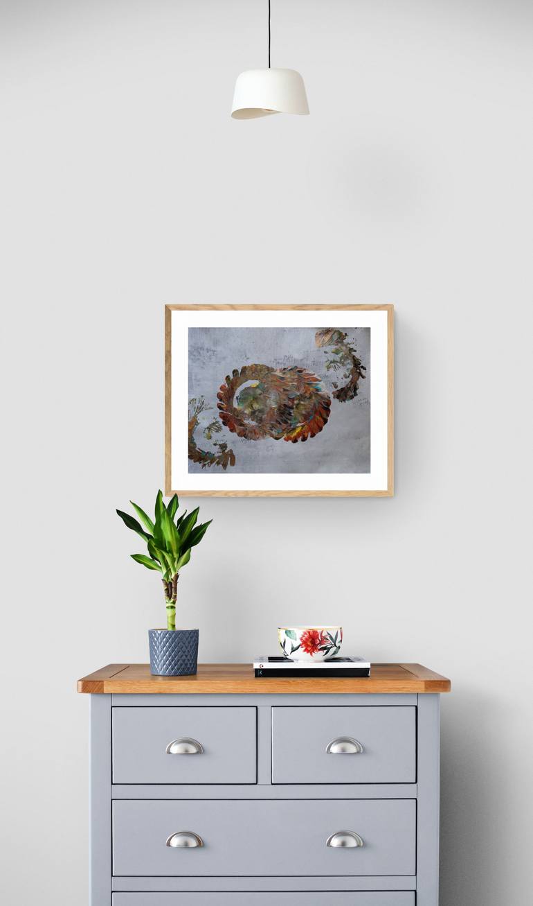 Original Folk Abstract Painting by Iryna Calinicenco