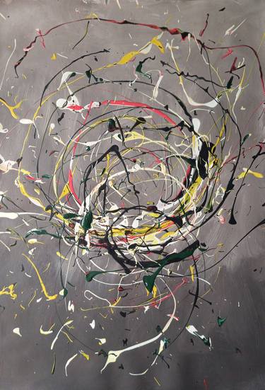 Dancing rings. Abstract acrylic expressionist painting on canvas. thumb