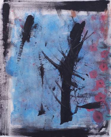 Sakura branch-2. Small abstract painting in Japanese style thumb