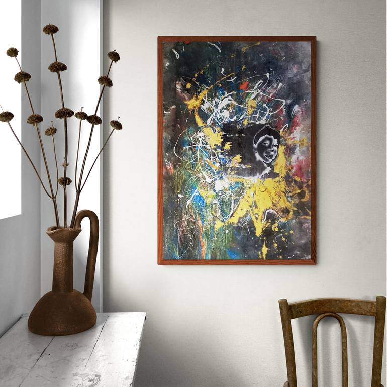 Original Abstract Portrait Mixed Media by Iryna Calinicenco