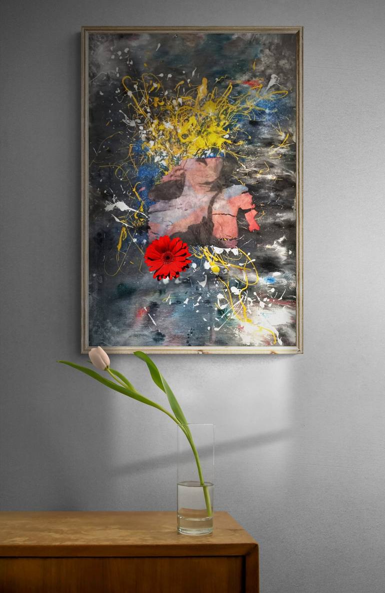 Original Abstract Expressionism Portrait Collage by Iryna Calinicenco