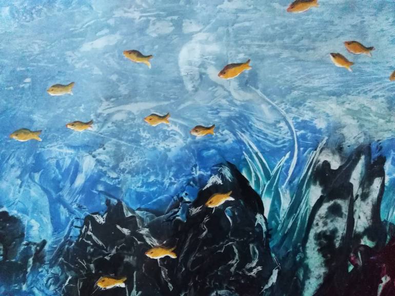 Original Illustration Seascape Painting by Hana Kajerová