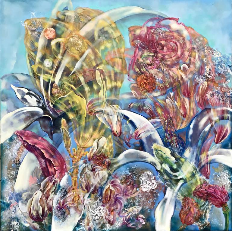 Original Abstract Botanic Paintings by Karine Paronyanc