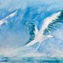 Seagulls watercolor detail