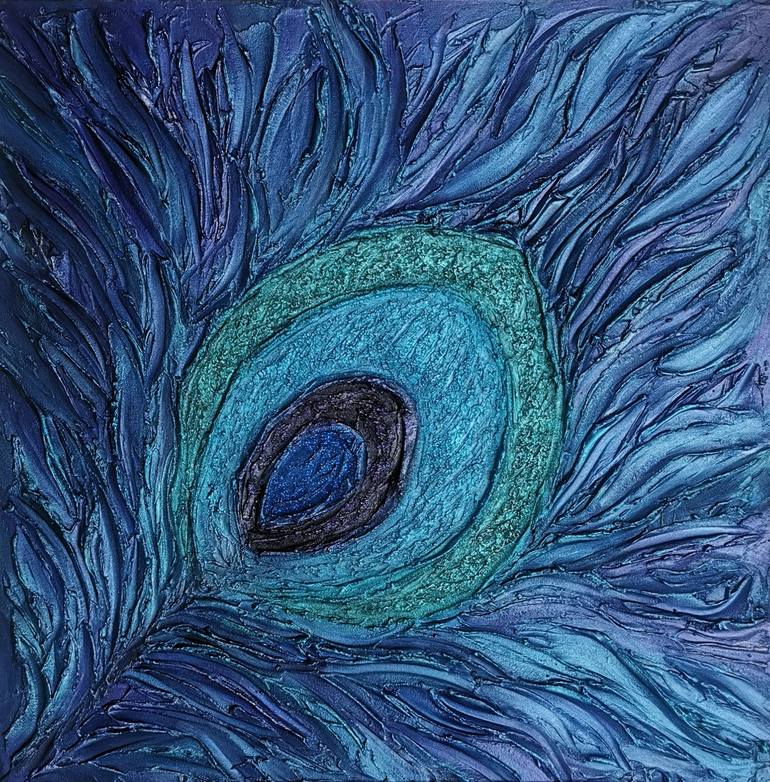 Closeup blue feathers creative banner. Abstract art texture detail