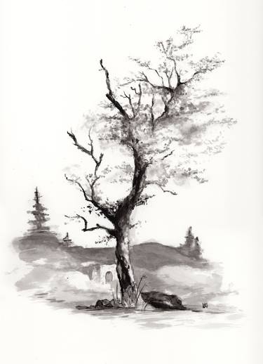 Saatchi Art Artist Ekaterina Nikidis; Drawings, “Ink tree study No. 2” #art