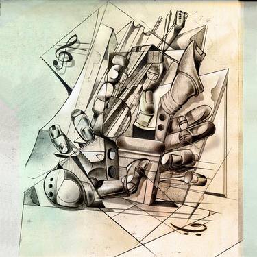 Print of Cubism Geometric Drawings by evaldo amatizi